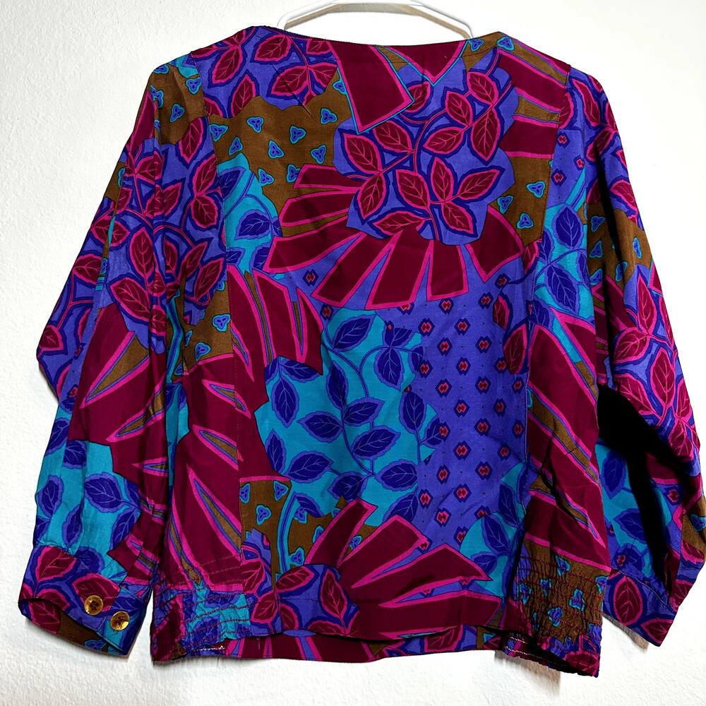 Vintage Campus Casuals of California Set 70s Floral Blouse Midi A-Line Skirt 3X - Picture 4 of 10